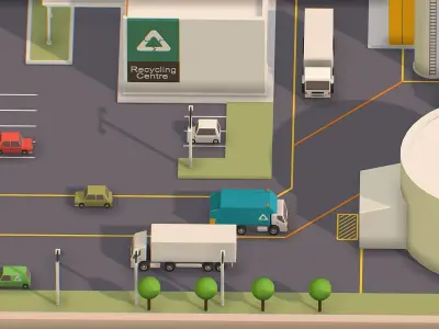 isometrical warehouse waste recycling station Low-poly 3D model