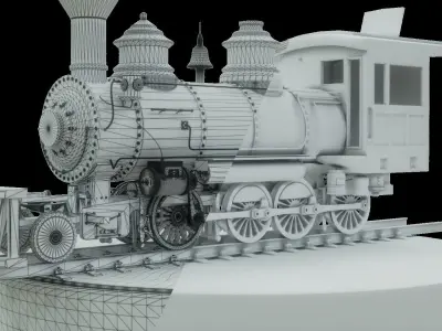 Old Steam Locomotive 3D model