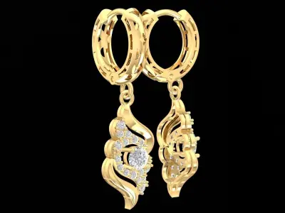 Elegant Diamond Drop Earrings with Twisted Design  3261 3D print model