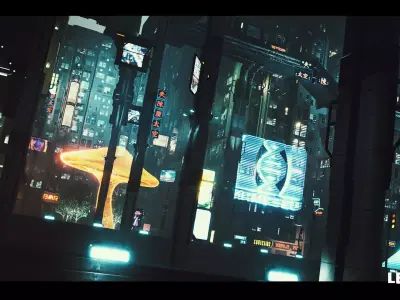 Cyberpunk Holograms Neon Set of 33 Holograms Low-poly 3D model