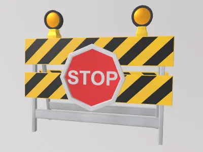 Stylized Low-Poly Square Stop Road Barrier Low-poly 3D model