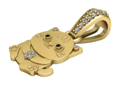 CUTE DIAMOND CAT PENDANT 3D PRINTABLE MODEL  3D print model