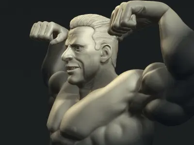 Bodybuilder male showing off his muscles 3D print model