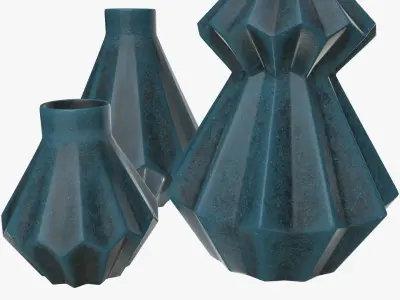 Stone vases shelf decoration 3D model