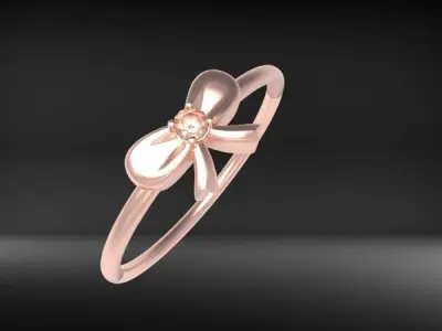 Diamond Ribbon Bow Ring US SZ 7 3D print model