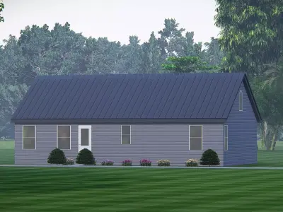 Barndominium Tiny House Exterior  Compact Barn Style Modern Home 3D model