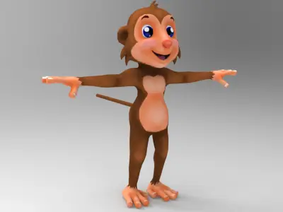 Monkey Model cartoon Low-poly 3D model