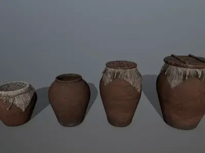old vase set Low-poly 3D model