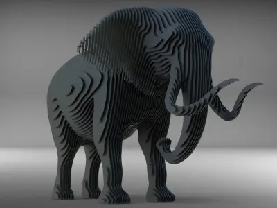 elephant statue sliced outdoor indoor decoration 3D model