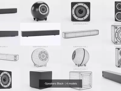 -Speakers Black- 3D Model Collection