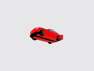 Low Poly Red Car Cartoon 3D model