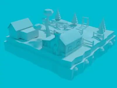 Low-Poly Cartoon Street Low-poly 3D model