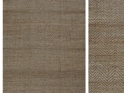 Carpet set 02 - Natural braided jute - 4K 3D model