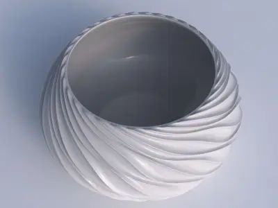 Bowl squeezed twisted with wavy extruded lines 3D print model