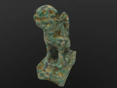 Dog Statue AR VR PBR  Lowpoly with game ready 3d Model Low-poly 3D model