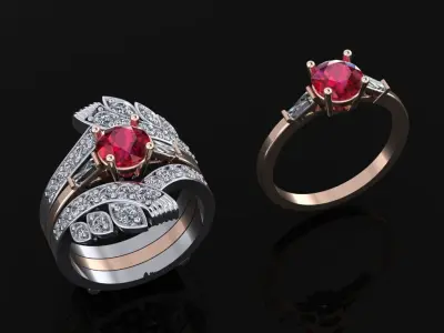 Engagement Ring with Extra Ring 3D print model