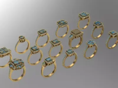 14 Wedding and engagement Ring 3D print model