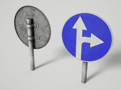 Mandatory Road Signs Pack Game Ready Vol 1 Low-poly 3D model