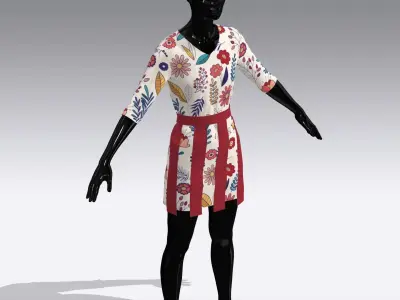 Female Cloth Dress Low-poly 3D model