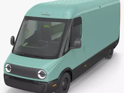 Electric Delivery Van Rigged 3D model
