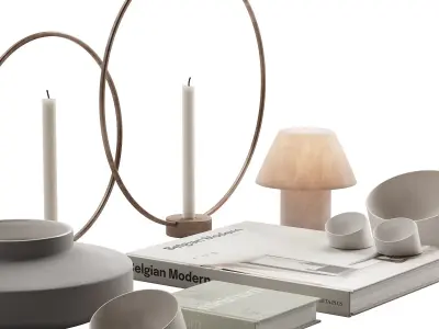 056 Living decor set minimum NEUTRAL PACK 01 3D model