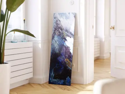 Abstract tall painting on wooden frame 3D model