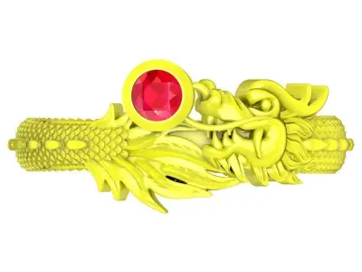 Luxury Dragon Ring with Round Gemstone 3D Model  4316 3D print model