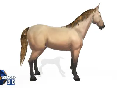 Gameready Horse Rigged Animated Lowpoly 3D Model Low-poly 3D model