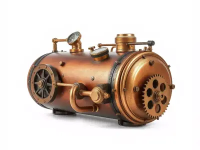 Steampunk Boiler Model Pack with Detailed Components Low-poly 3D model