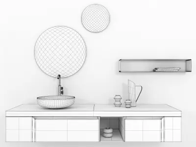 Bathroom furniture set Gold 3 3D model