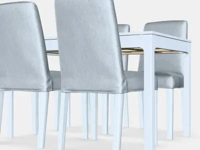 EKEDALEN - BERGMUND Table and 4 chairs 1 Low-poly 3D model