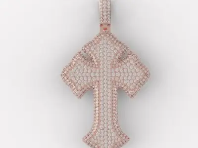 Cross diamond pendant big 3D print model