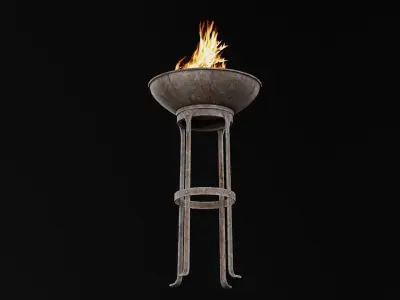 Ancient Fire Torch Low-poly 3D model