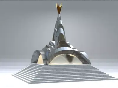 Chrome Pyramid Low-poly 3D model