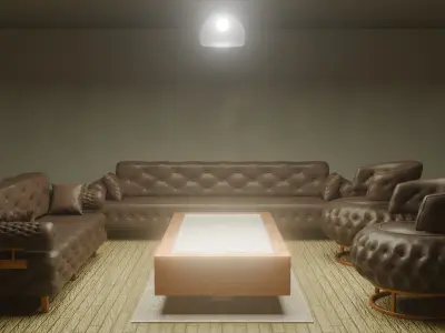 Luxury Leather Sofa Set and Coffee Table - Modern Design 3D model