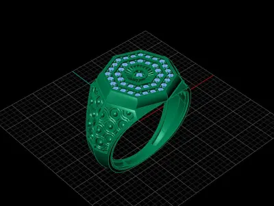 Print Ready STL 3DM  Gents Rings Diamond Men Ring  3D print model 232