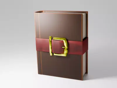 Stylized Leather Magic Book with Gold Buckle Game Ready 3D Asset Low-poly 3D model