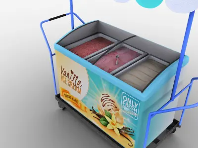  Ice Cream Cart Pack Low-poly 3D model