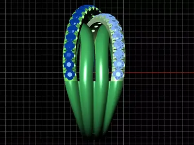 Wide Three Tone Crossover Ring with Micro Prong Set Diamonds 3D print model