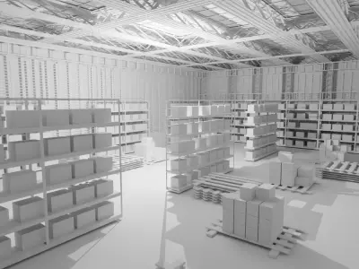 Warehouse Interior - No Material Low-poly 3D model