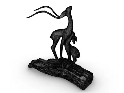Wooden deers decoration 3D model