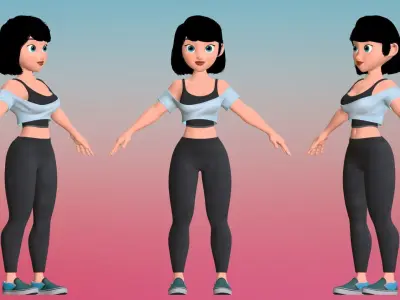 Jade Girl Cartoon Character 3D model