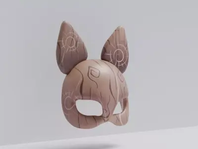 wooden mask Low-poly 3D model