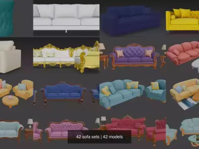 42 sofa sets 3D Model Collection