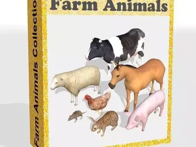 farm animals Low-poly 3D model