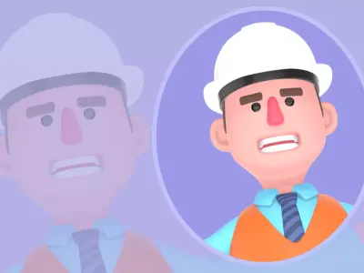 3D Cartoon Male Architect Character - Angry Frustrated Pose 3D model