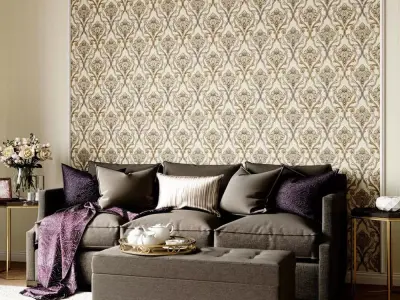 Ivory Royale Damask Wallpaper Texture  Texture