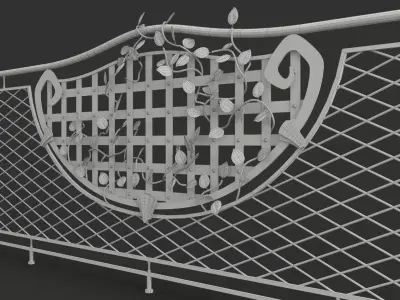 Wrought Metal Decorative Fence 3D model