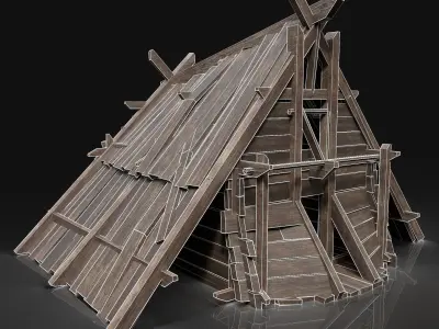 Viking Simple Hut Wooden House Cottage Medieval AAA Next Gen Free low-poly 3D model