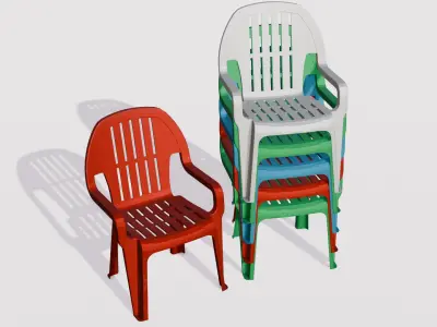 Chair Set 3D Model  Low-poly 3D model